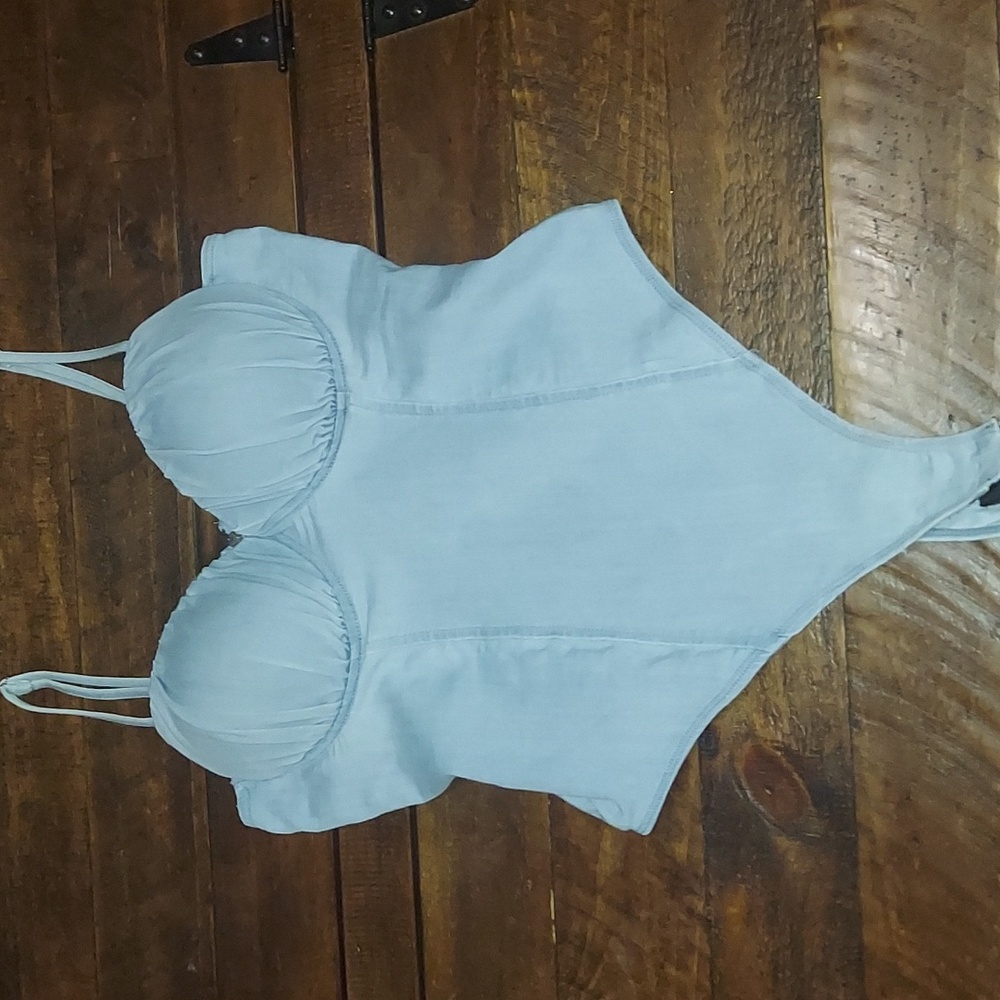 Light blue, jean body suit